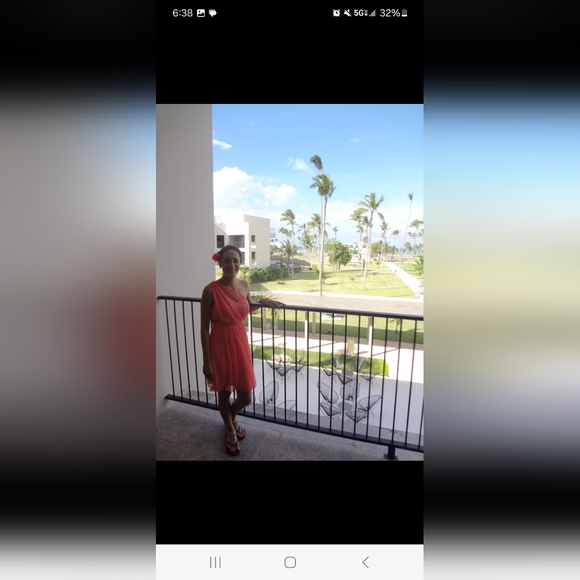 David's Bridal Coral Bridesmaid Dress - Picture 6 of 7